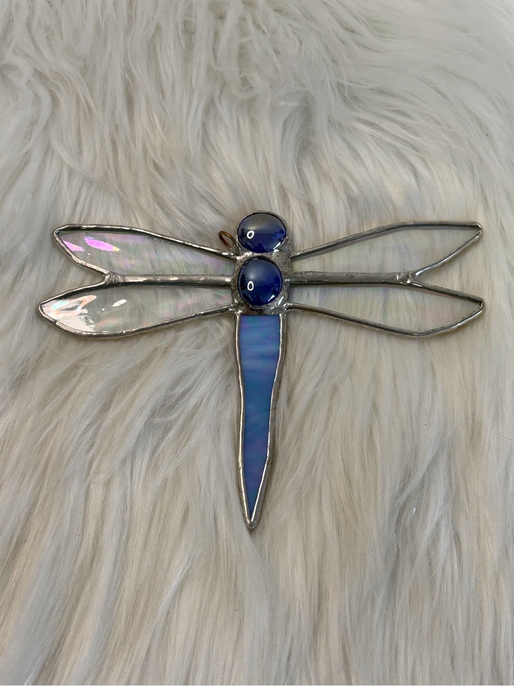 (122)Blue Iridescent Glass Dragonfly Wall Accent - Picture 6 of 10